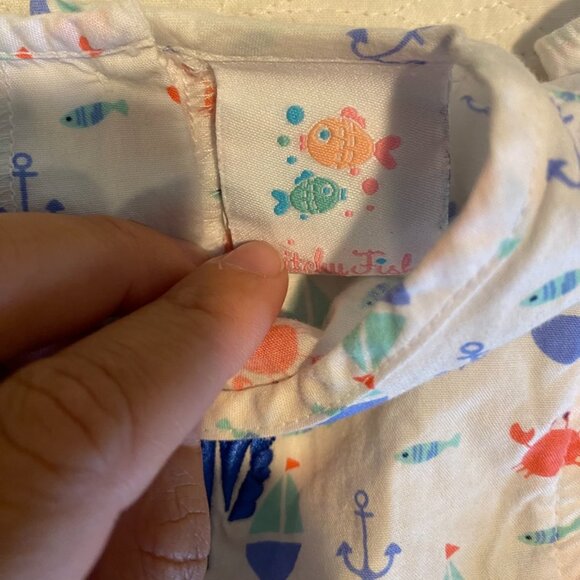 Stitchy Fish Nautical White/Red/Blue Dress with "EAM" Embroidery Size: 12M - Picture 2 of 4